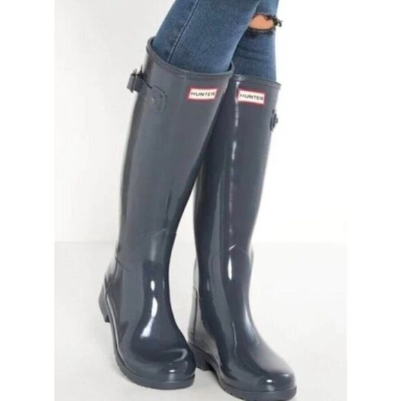 HUNTER Original Tall Gloss Rain Boot Size 6 - Picture 1 of 7